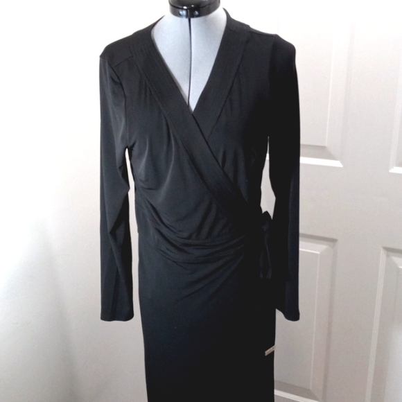 Thalia Sodi, Sz Med True Wrap Black Midi Dress - Picture 1 of 7